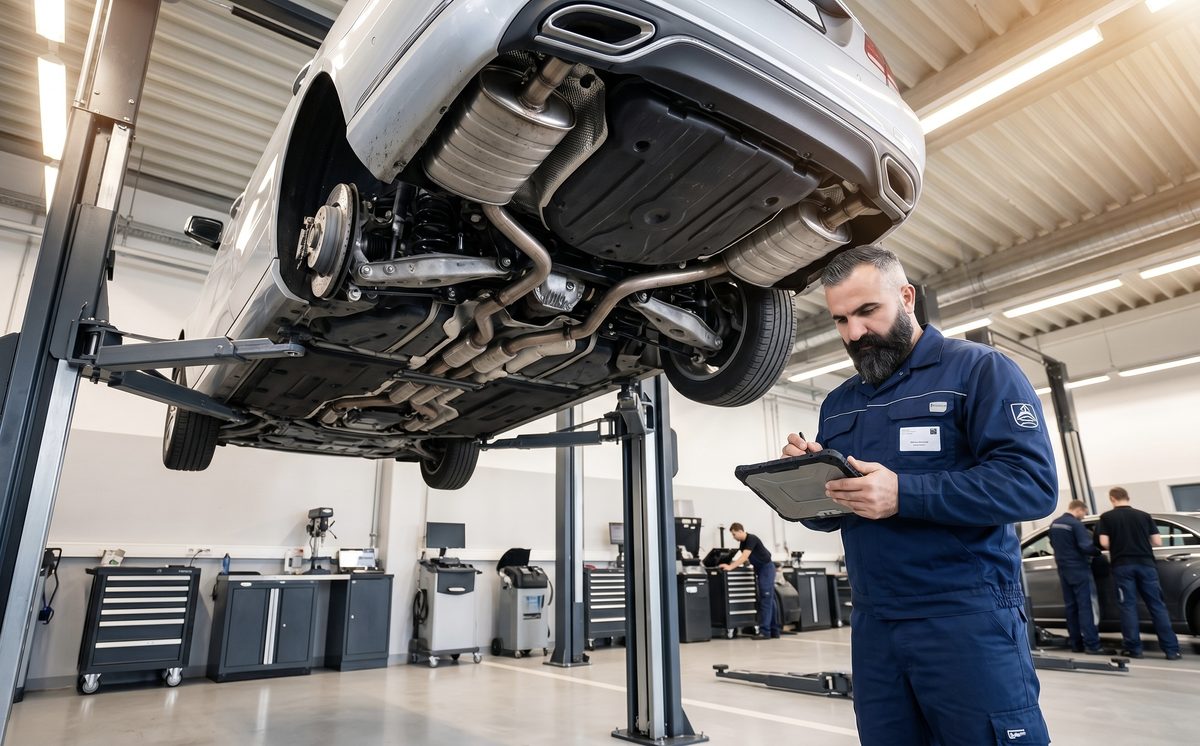 Γενικός τεχνικός έλεγχος αυτοκινήτου σε hydraulic lift πριν εισαγωγή από Γερμανία
